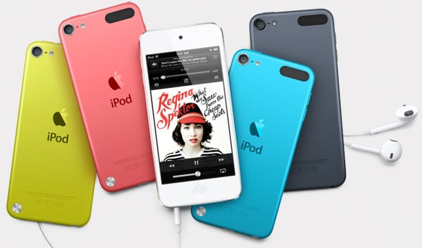 iPod touch de quinta geração em várias cores.