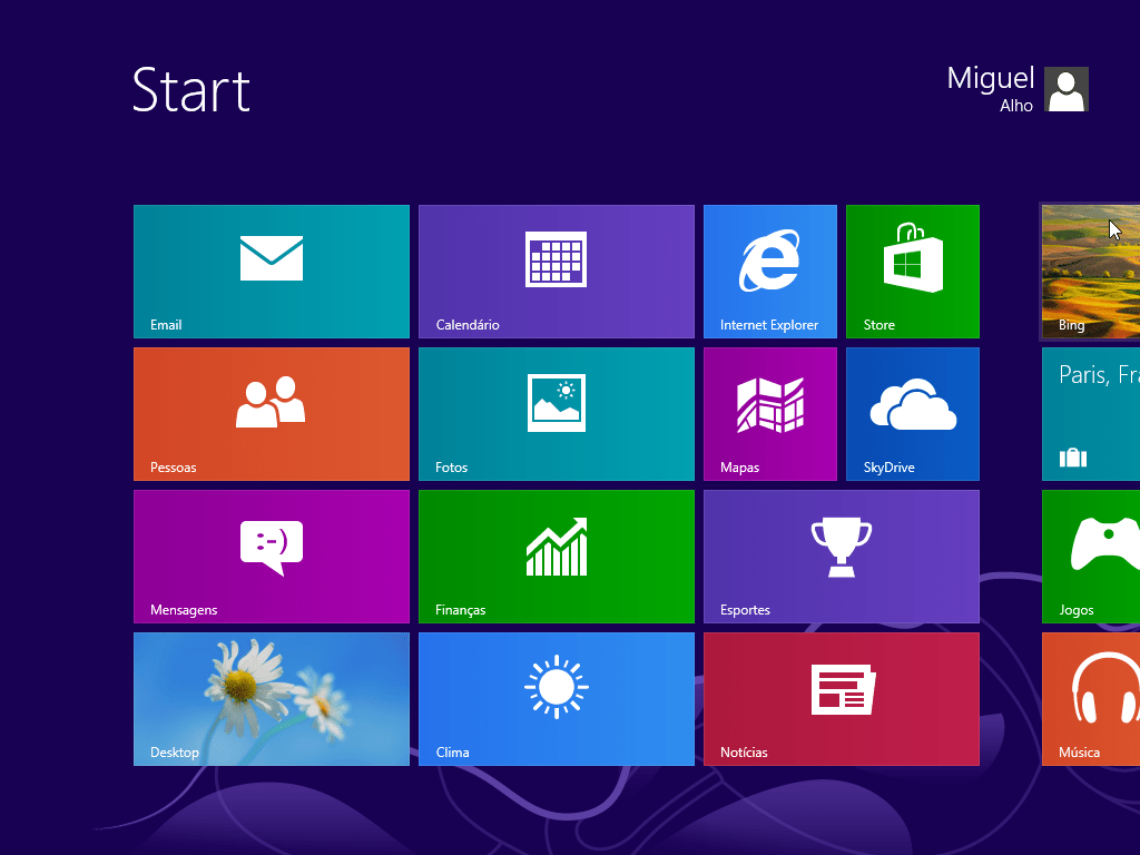 Windows 8 no Virtual Box start screen