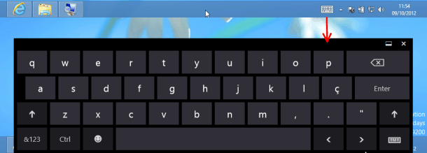teclado touch do Windows 8