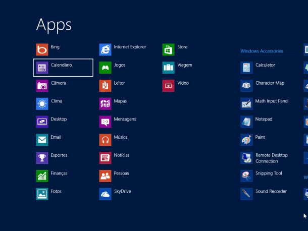 start screen do pc aplicativos do Windows 8