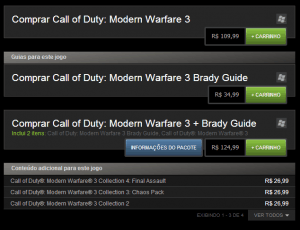 preços no Steam em reais