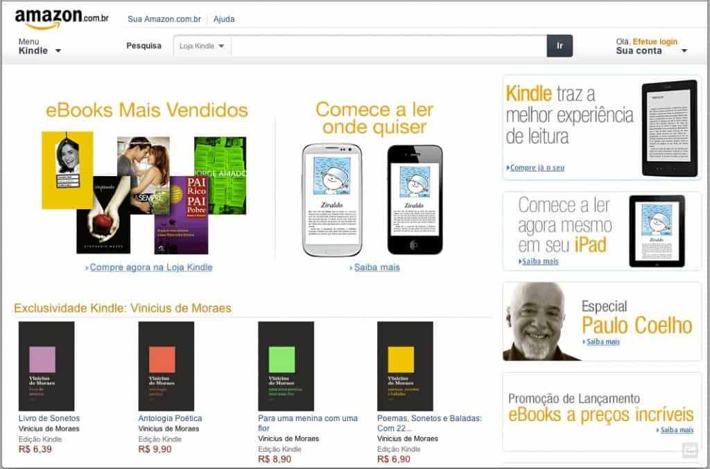 Novo site da Amazon no Brasil