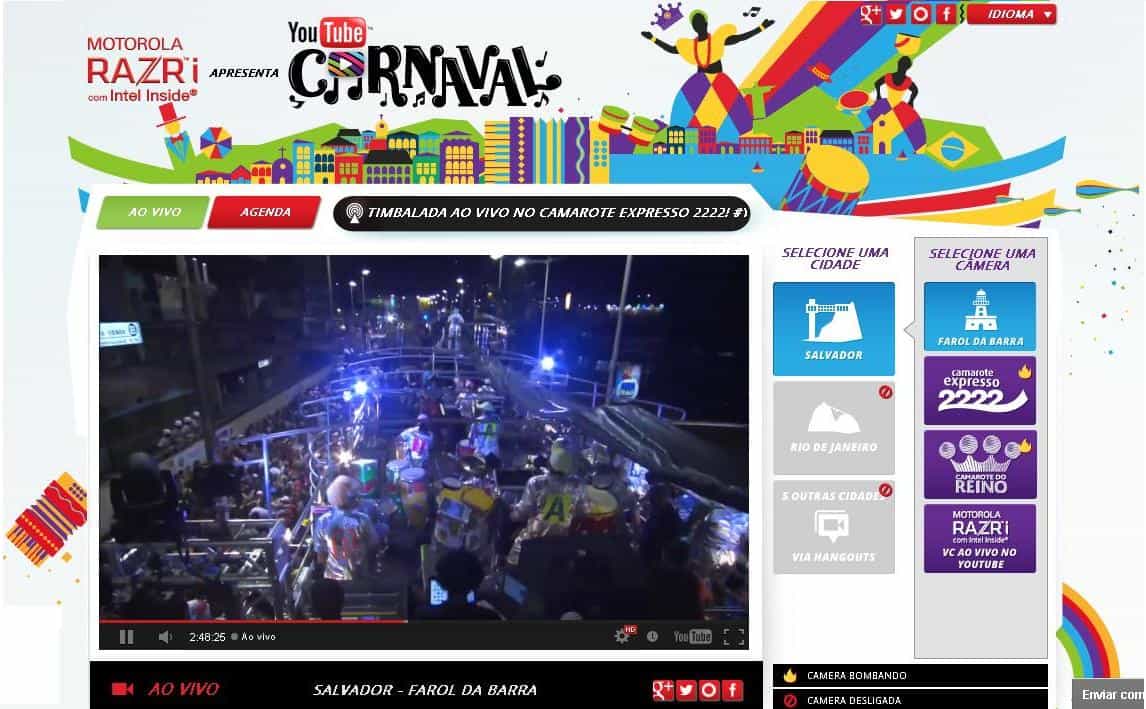 Carnaval no Youtube com transmissões de Carnaval
