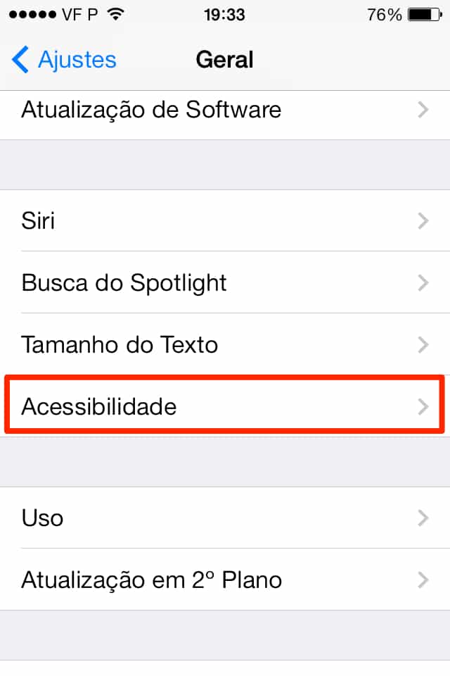 iOS 7 acessibilidade