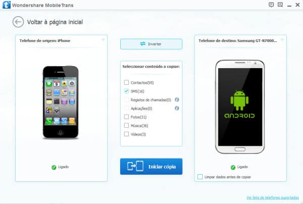 transferir mensagens do Android para o iPhone segundo passo