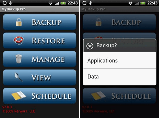 MyBackup aplicativo backup para Android