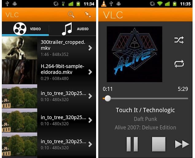 VLC Player app de android