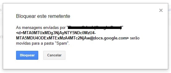 bloquear alguém no gmail