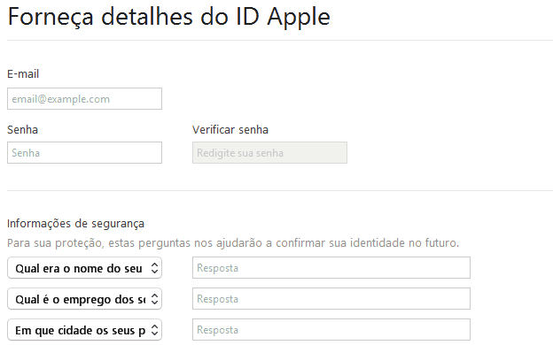 criar uma ID Apple remover pagamento da ID Apple