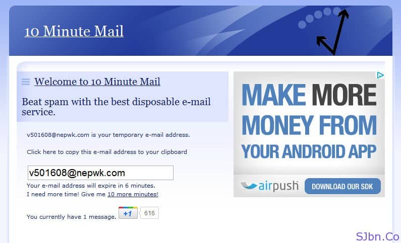 10 Minute Mail send an anonymous email