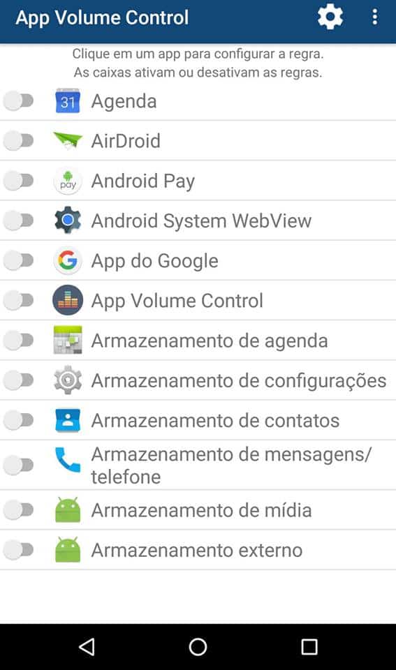 volume do Android
