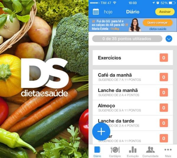 dieta e saúde app