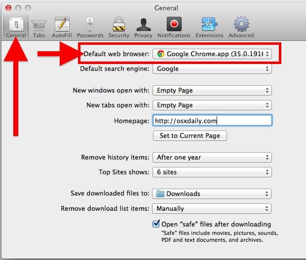 mudar o navegador padrão do Mac