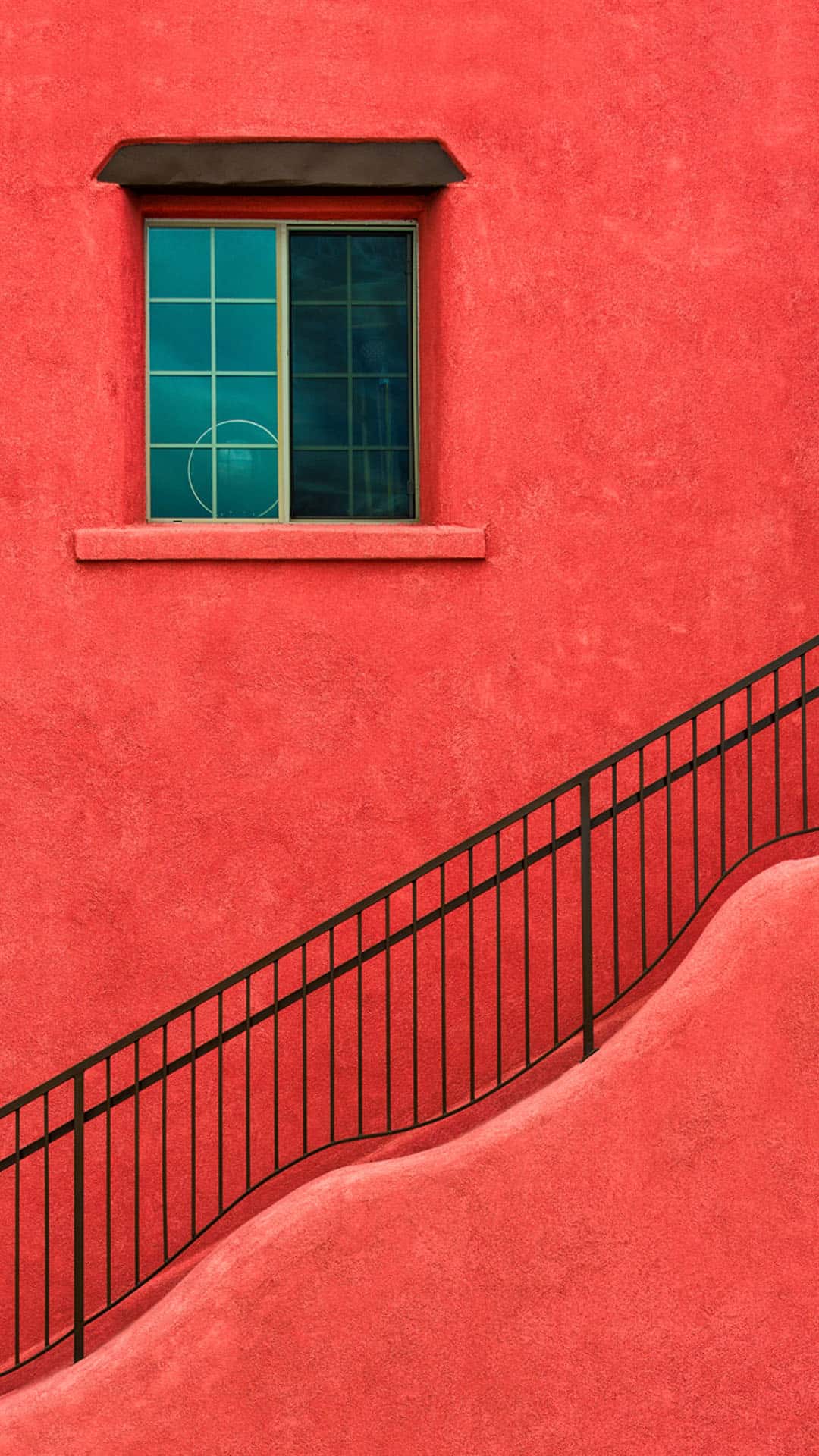 red-painted-house-wall-stairs-android-wallpaper