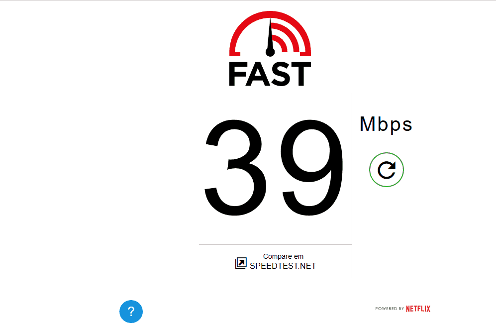velocidade de internet