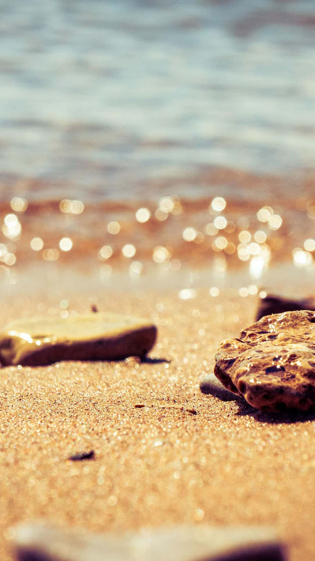 Macro Beach Bokeh Water Rocks Summer Android Wallpaper