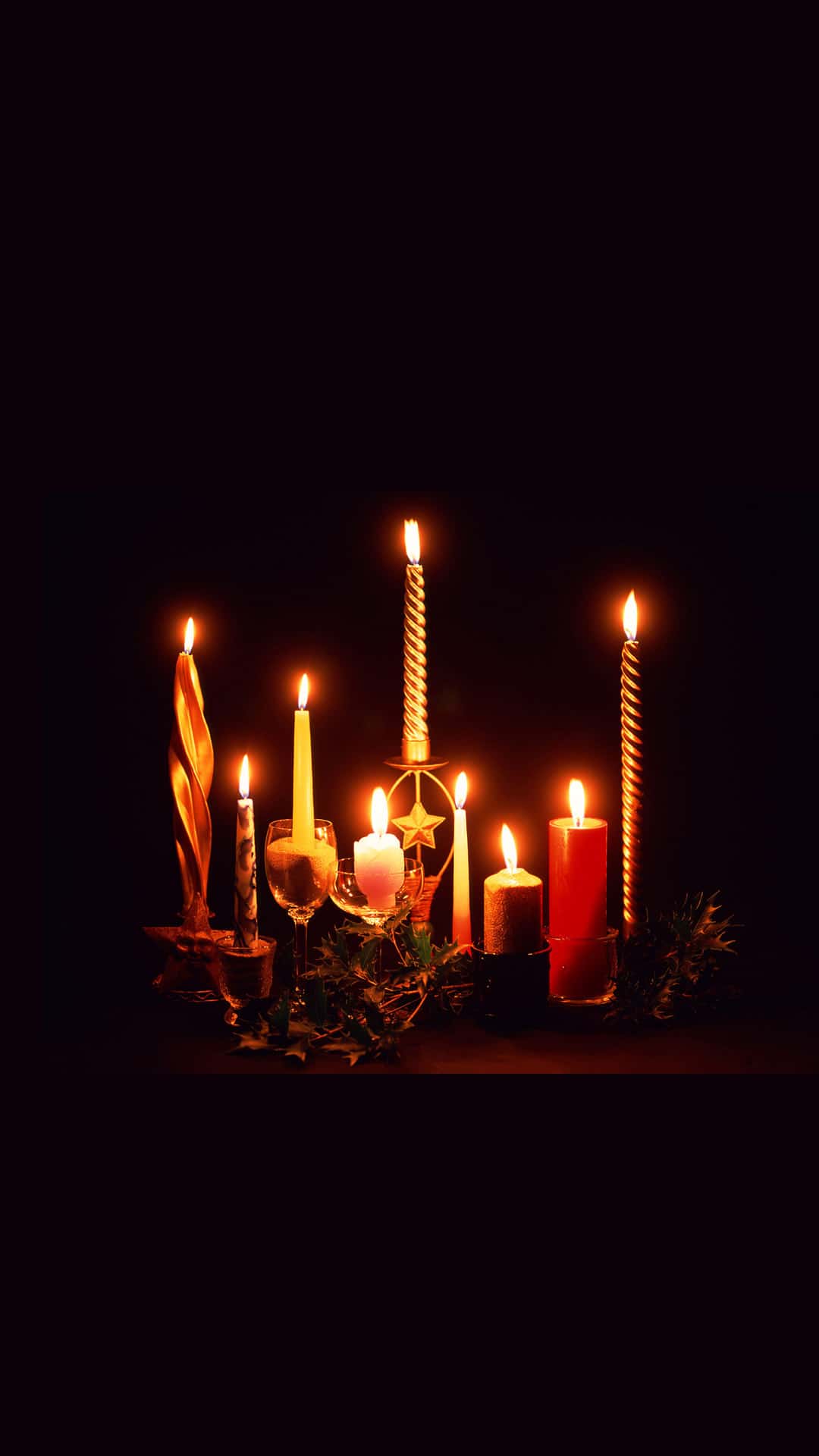 Variety Christmas Candles Android Wallpaper