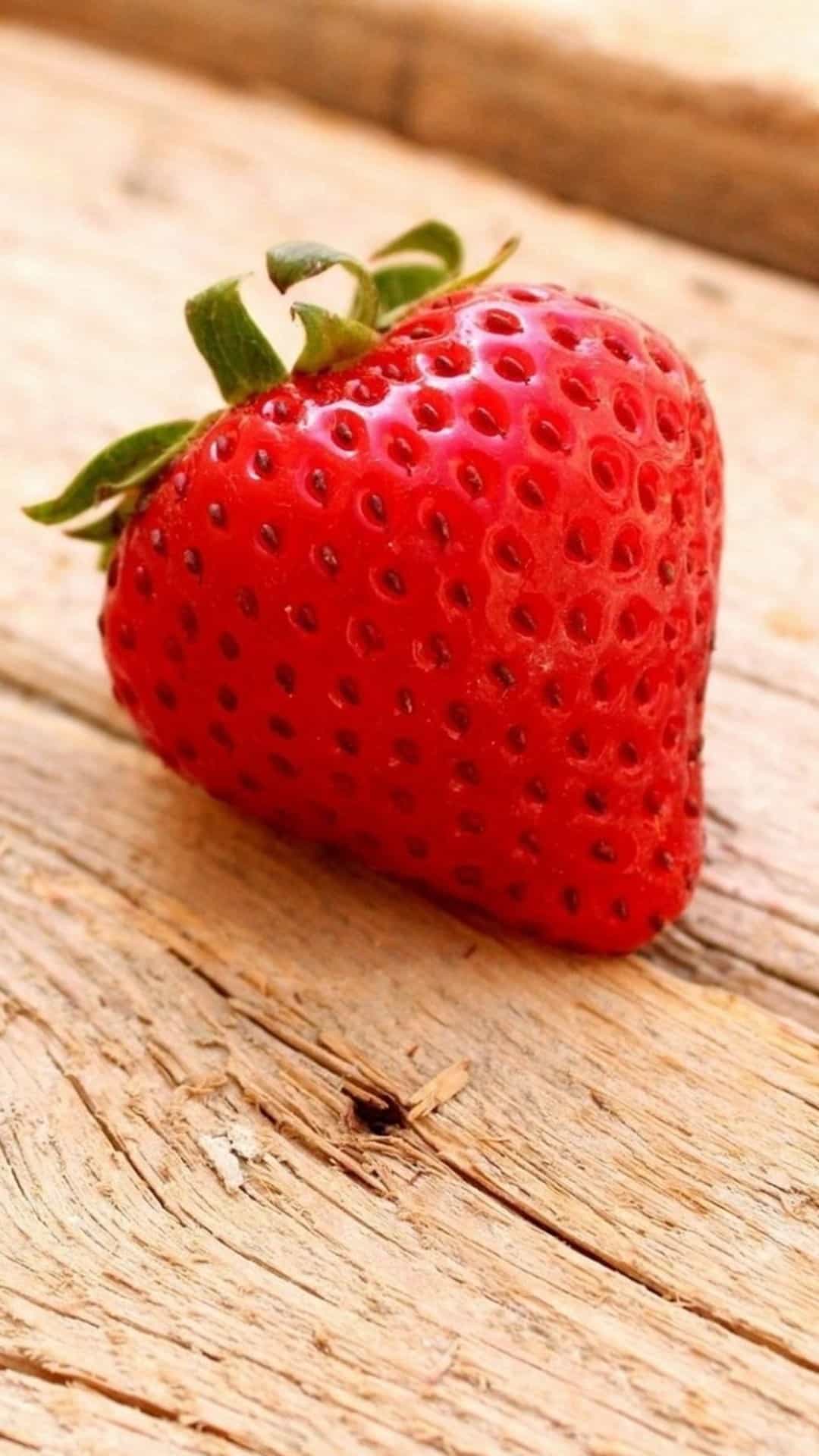 Strawberry Close Up Wood Android Wallpaper