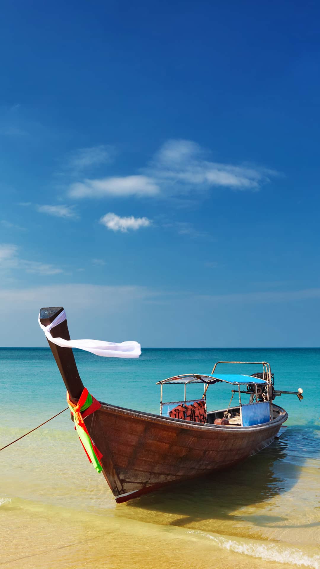 Thailand Beach Shore Boat Android Wallpaper fondos de pantalla android