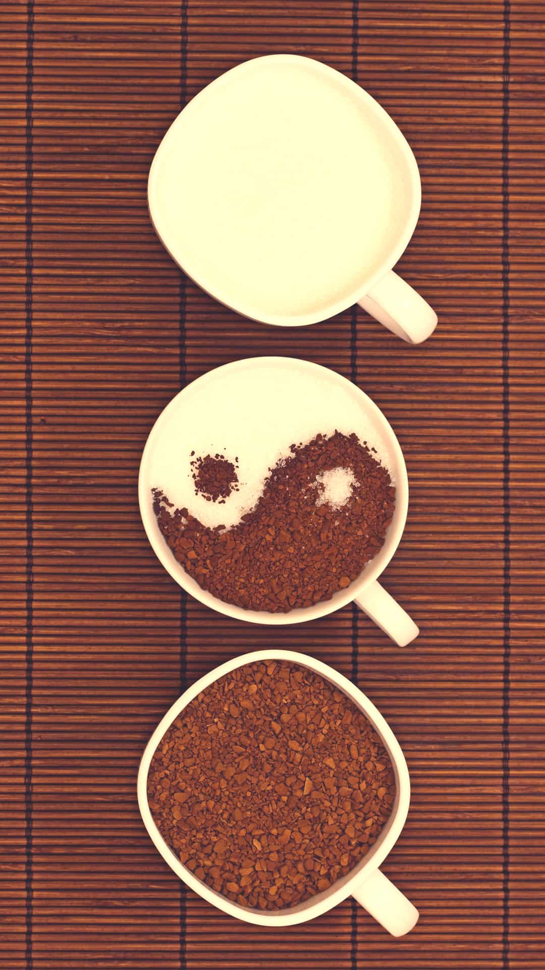 Vintage Light Ying Yang Coffee Cups Android Wallpaper