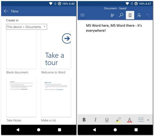 Microsoft Word best writing apps for Android