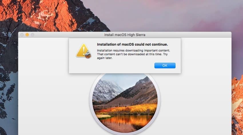 Download won't start common MacOS High Sierra problems
