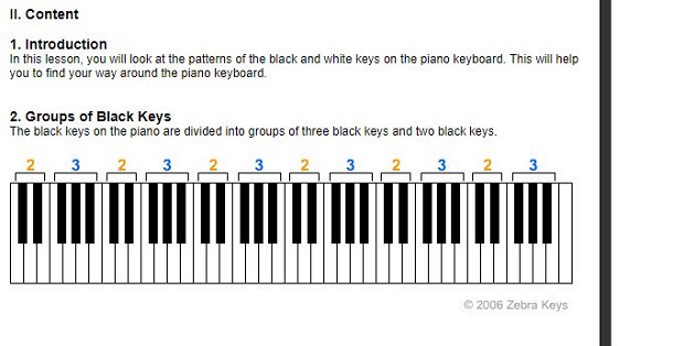 Zebra Keys learn to play piano online