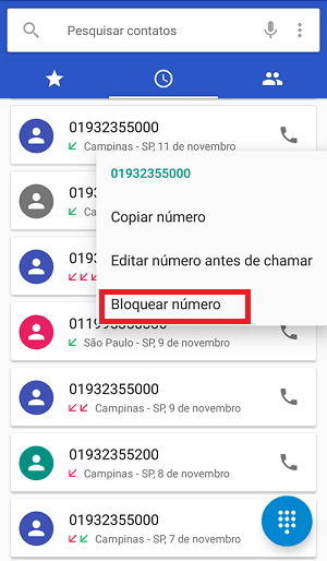 bloquear contatos Android