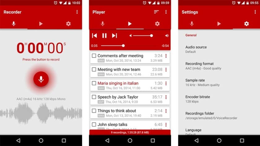 Voice recorder's interface. He is one of the best apps to record audio on Android