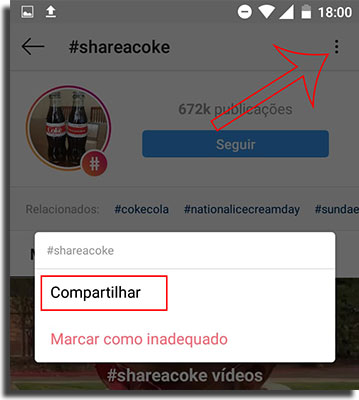 Instagram Direct Compartilhe Hashtags