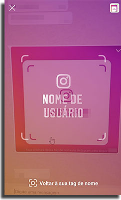 tag de nome no instagram escaneando com a camera