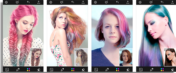 esse app permite testar diferentes tipos de cores e penteados