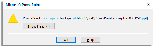 arquivo powerpoint danificado erro
