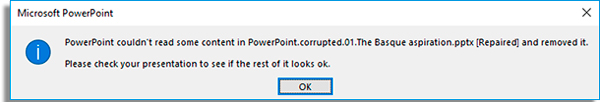 arquivo powerpoint danificado segundoerro