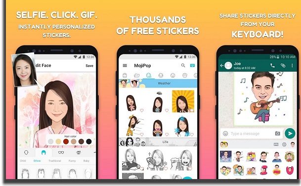 MojiPop create stickers in WhatsApp