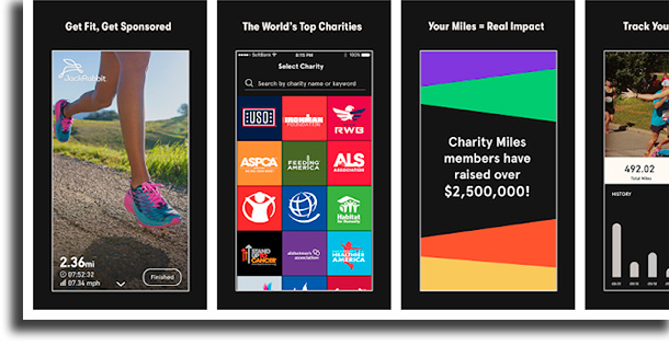 Charity Miles aplicativos para medir a distância percorrida