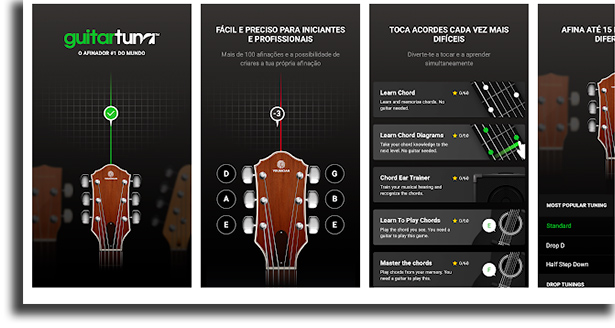 screenshot de um dos aplicativos de afinar o violão