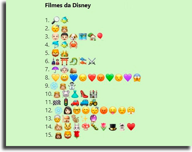 Desafio dos filmes da Disney 