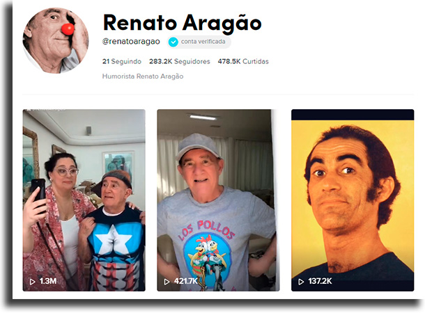 Renato Aragão maiores celebridades no TikTok
