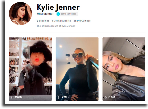 Kylie Jenner maiores celebridades no TikTok