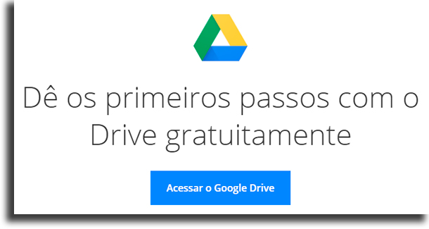 Primeiros passos aplicações do Google Drive
