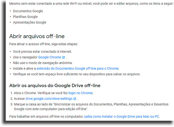 Como fazer isso no navegador? Google Drive offline