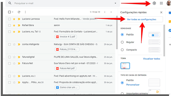 configurações do gmail para integrar com email de domínio próprio