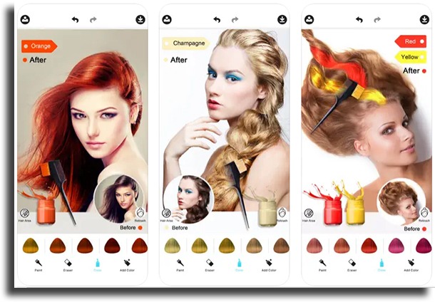 Hair Color Dye apps to change hair color