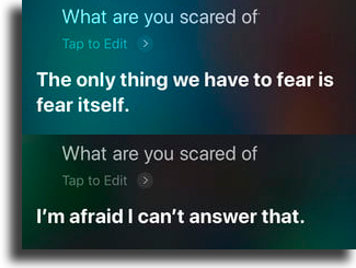 What are you scared of? funny things to tell siri
