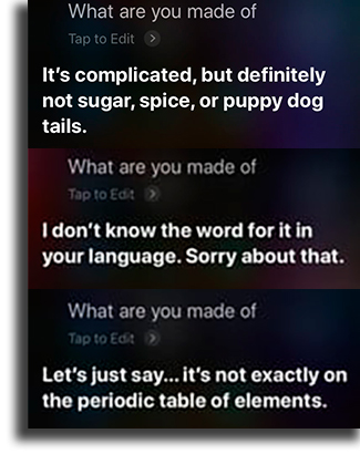 What are you made of? funny things to tell siri