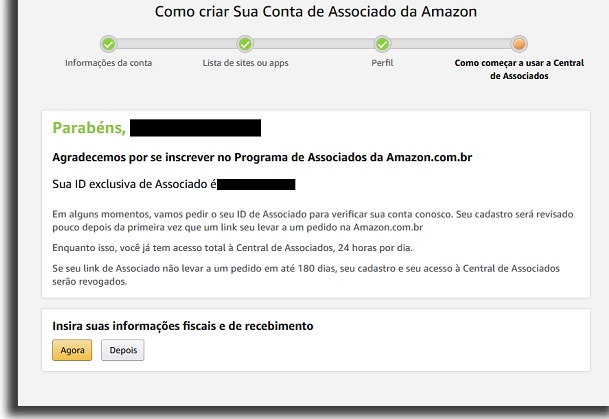 inscrição no Amazon afiliados