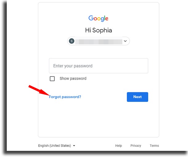 forgot password recover a Google account