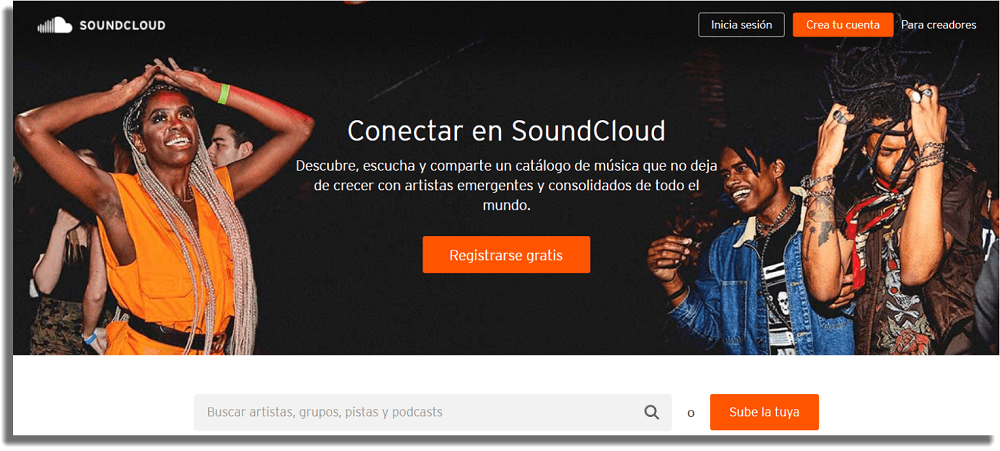 SoundCloud Sitios web para descargar música gratis