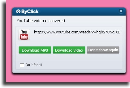 Using ByClick Downloader to download music from YouTube